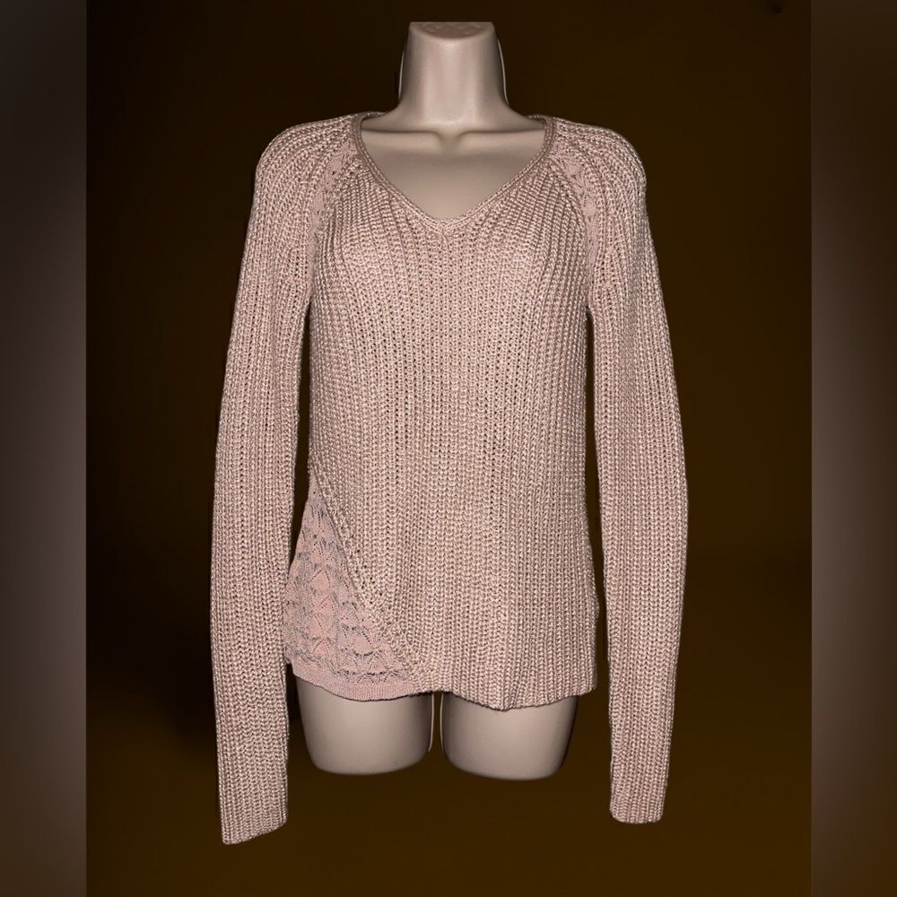 Calvin Klein Dusty rose knit sweater with lace detailing #lace #knit